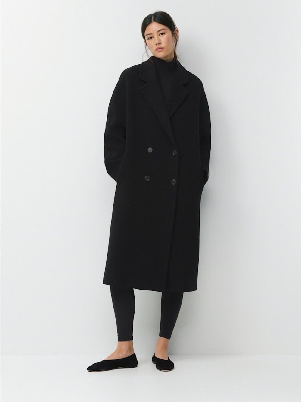Aritzia Black Double-Breasted Slouch Coat